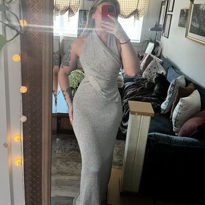 Meshki One Shoulder Silver Dress